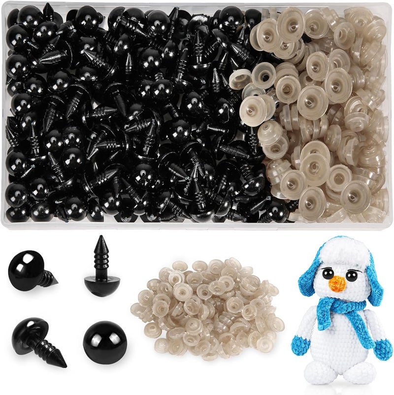 Xarchy 300 Pieces 10mm Safety Eyes for Amigurumi, Black Plastic Craft Eyes with Washers, Stuffed Crochet Eyes for DIY Crochet Crafts Stuffed Animals Making Supplies - Image 1